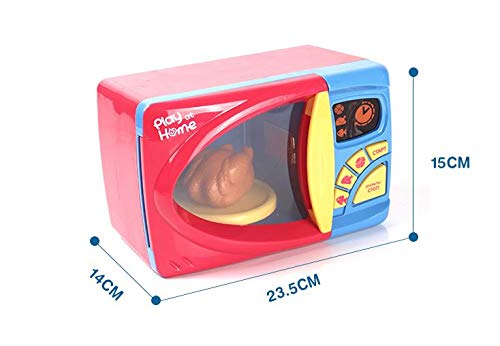 MeeYum Kids Pretend Play Kitchen Appliance Toys Electronic Kitchen Toy Microwave Oven with Realistic Lights and Sound, Includes Pretend Food