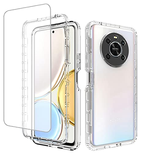 Zoeirc Case for Honor X9 (4G/5G)/X30/Magic4 Lite Any-NX1 Case with Tempered Glass Screen Protector Soft 360°Full Body Shockproof Hybrid Bumper Crystal Clear Cover for Honor X9 Clear