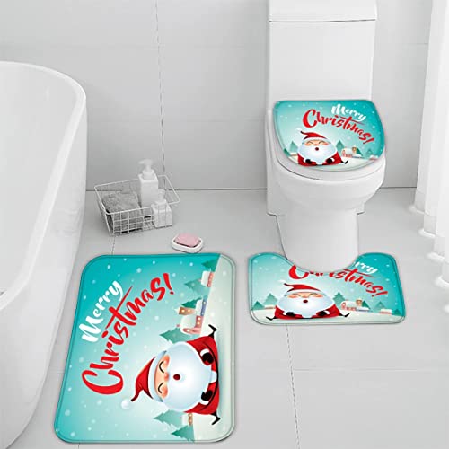 Zifarm Badematte rutschfeste 50x80 cm Weihnachten Badvorleger-Set 3D Weihnachtsmann Mikrofaser Flanell Absorbierend… – Bild 3