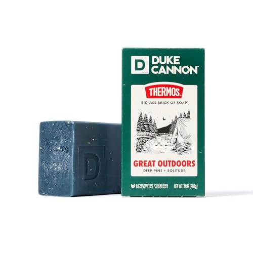 Duke Cannon Supply Co. x THERMOS Great Outdoors Big Brick of Soap for Men - 10 oz - Deep Pine + Solitude Scent - Triple-Milled Mens Bar Soap - Deep-Cleansing Bath Bar
