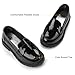 CCVON Girls Dress Shoes Chunky Loafers for Girl Platform Penny Loafers School Uniform Slip On Shoes Black Size11
