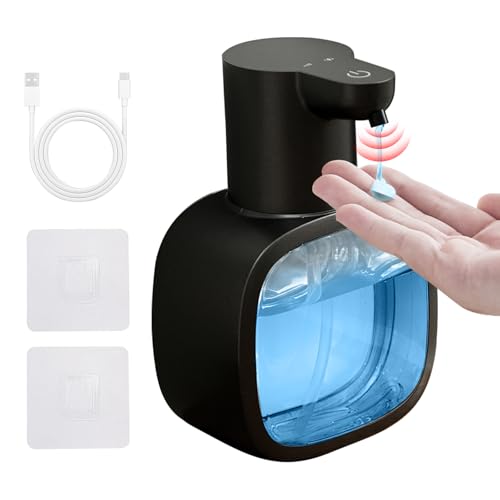 DODO MEKIA Automatic Liquid Soap Dispenser, 17oz/500ml Touchless Rechargeable with 4-Level Adjustable & IPX5 Waterproof - Level Display for Wall/Tabletop Use in Bathroom, Kitchen, Black