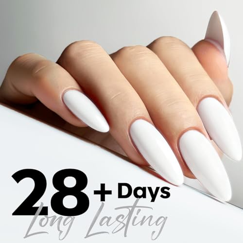 Image of modelones HEMA-Free White Gel Nail Polish 15ml, 28+ Days Long Lasting, UV LED Soak Off, 15ml Summer Nail Art & Suit for French Tip, Glazed Clean Girl