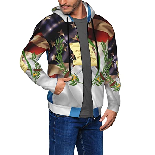 Combined Guatemala And Usa Flag Men'S Standard Full-Zip Hooded Sweatshirt Sports Sweater Hoodie Jacket3
