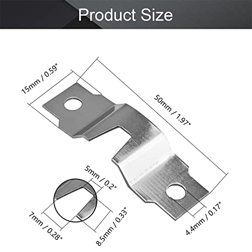 Image of MroMax 50PCS Keyhole Hanging Plate 1.97 inch x 0.59 inch Single Hole Hook Metal Keyhole Hangers Keyhole Hanging Fasteners for Mirror Picture Frames Silver