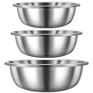 Set of 3 Extra Large Stainless Steel Mixing Bowls Large Mixing Bowl Easy to Clean, Nesting Bowls for Space Saving Storage for Cooking, Baking, Prepping(16, 20, 30 Quart)