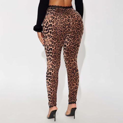 Image of Women's Sexy See Through Sheer Mesh Pants Leggings High Waist Casual Sweatpants Tights