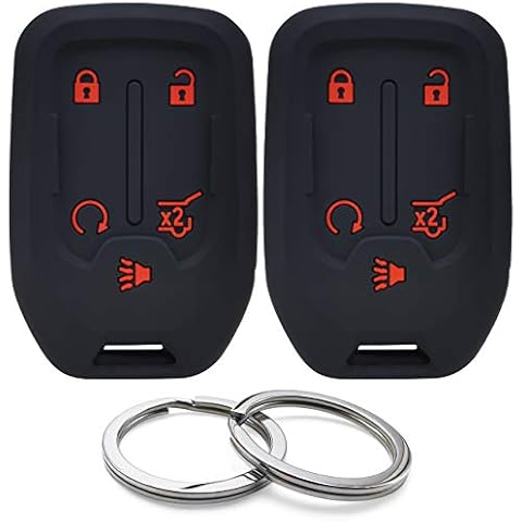 GFDesign 2Pcs Silicone 5 Buttons Key Fob Cover Remote Case Keyless Protector Compatible with Chevrolet Chevy Silverado Suburban Tahoe GMC Acadia Sierra Terrain Yukon HYQ1AA 13584502 1551A-AA Cover