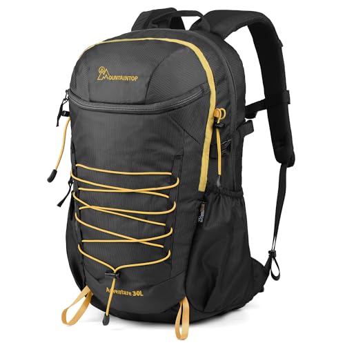 Mountaintop 30L Wanderrucksack Daypack Damen Herren für Tageswanderungen, Outdoor, Radtouren, Schwarz