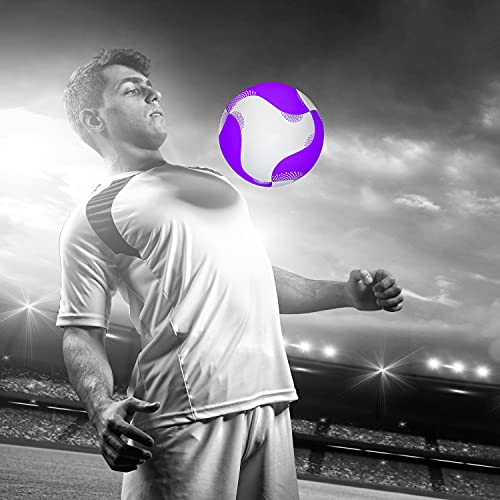 Millenti Reverse-Bend-It Soccer Ball - Size 5 White Purple Soccer Ball, Training Ball + Match Ball, High-Visibility Easy-To-Track Design (White Purple) Sb-Rbi-Purple #TOP3