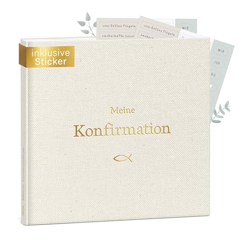 mintkind® Gästebuch Konfirmation Beige - Erinnerungsbuch zur...