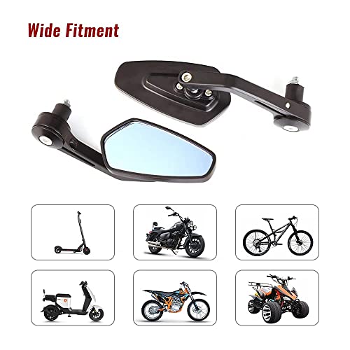Wtzmoto Motorcycle Mirrors For Handlebars - 7/8” Bar End Mirrors Double Take Side View Mirror Adjustable Compatible With Scooter, Moped, Supermoto, Dirt Bike, Quad Bike, Cafe Racer, Snowmobile #TOP5