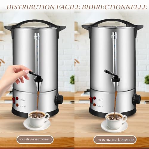 Umisu Percolateur à Café 8L avec Acier Inoxydable Filtre, 50 Tasses Cafetière Commerciale En Acier Inoxydable, Maintien au Chaud, Pour Événements Et Traiteur, Pour Appareil Chauffe Eau Thé Chocolat – vue 7