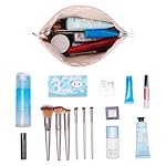 WANDF Cosmetic Bag for Women Makeup bag Organizer Small Mini Makeup Pouch for Purse Water Resistant Girls Gift (Pink) - Image 4