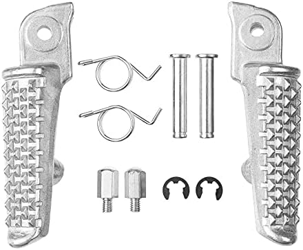 Motorcycle Front Foot Pegs Footrest Pedal Fits for Honda CBR600RR 2007-2019, Bolt Diameter : 6mm (Front-White-1)