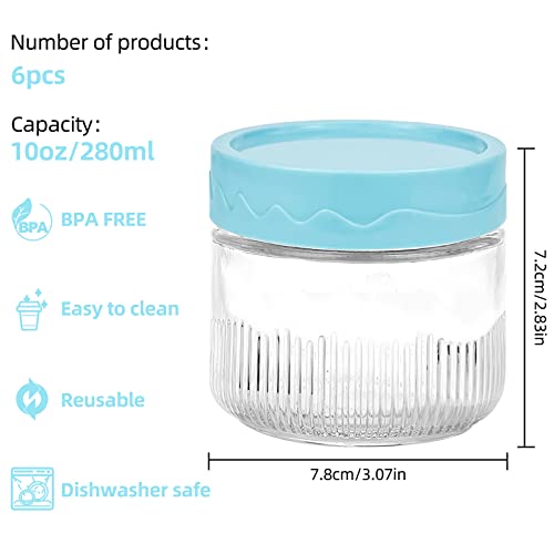 Aiheart Glass Baby Food Containers With Lids-6Psc,10Oz Glass Storage Jar,Wide Mouth Mason Jar,Snack Storage Jar,Stackable Glass Condiment Jar,Small Glass Baby Food Storage Jar,For Jams,Candy #TOP1