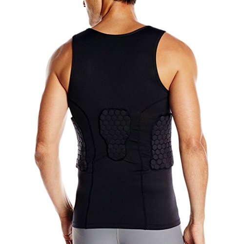 Dgxinjun Men's Padded Compression Shirt Training Vest(3-Pad) Sleeveless T-Shirt And Short Set Ribs, Back,Thighs And Buttocks Elbow Knee Protector - Football Soccer Basketball Hockey Protective Gear #TOP1