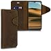 Produktbild kalibri Hülle kompatibel mit Samsung Galaxy A20e - Leder Handyhülle - Handy Wallet Case Cover Kompass Vintage Braun