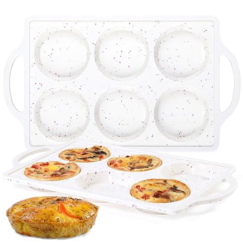 CAKETIME Muffin Top Pan Non Stick Silicone Egg Molds for Breakfast Sandwiches 3 Inch Round Egg Baking Pan for Oven English Muffins Whoopie Pies Corn Bread Tarts 2 Pack Confetti