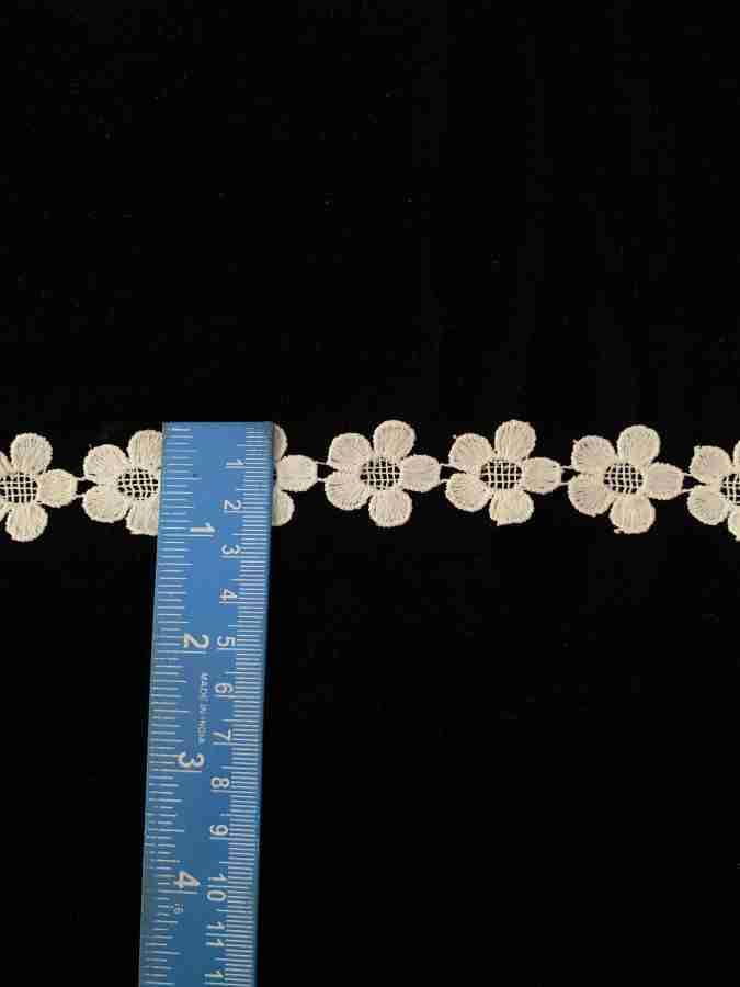 LACESNMORE White Cream Cotton Flower GPO Lace Border Flower Cutwork for Saree, Red Colour Lace, Red Lace Design, Thread lace (Half White, 10meter) 1