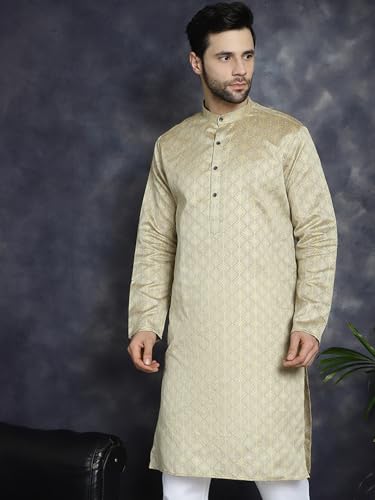 Image of Jompers Silk Men's Regular Fit Woven Design Kurtas
