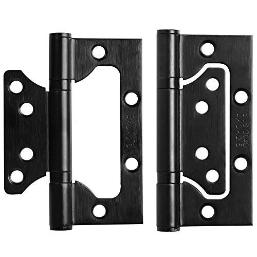 Keileoho 12 Pcs 4 X 3 Inches Black Door Hinges, Non-Mortise Stainless Steel Door Hinges With Mounting Hardware, Brushed Surface #TOP1