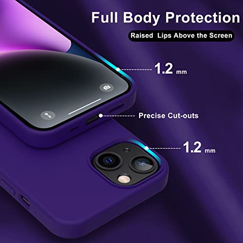 Coque iPhone 14 Plus silicone liquide violet foncé bemal avec protection écran