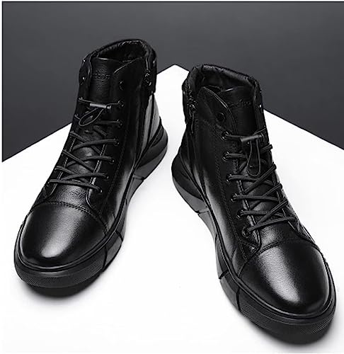 Men's Chelsea Fashion Casual Black High Top Leather Boots, Non-Slip Shock Absorbing Business Boots For Men3