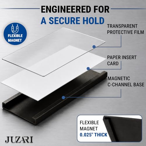 10 Pack Magnetic Label Holder 2x4 Inch - Magnetic Labels for Shelving, File Cabinet & Locker Name Plates - Magnet Labels for Steel Shelves & Racks - Includes Paper Inserts & Clear Plastic Protectors — view 3