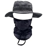 Fishing Bucket Hat Boonie Round Camo Hat Balaclava Half Face Mask Set for Fishing Outdoors Sport Uni