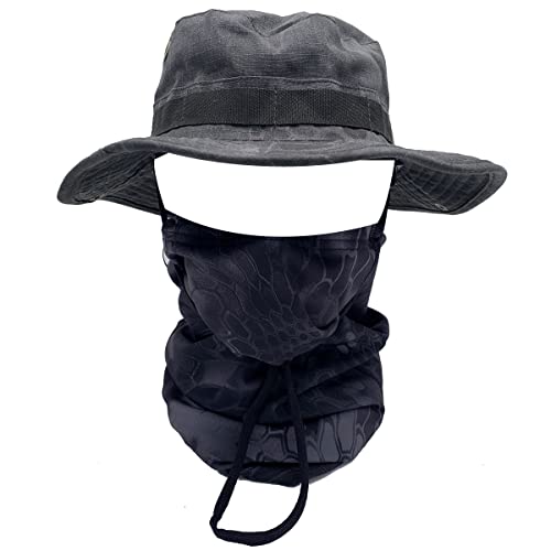 Fishing Bucket Hat Boonie Round Camo Hat Balaclava Half Face Mask Set For Fishing Outdoors Sport Unisex (Tyc) #TOP24