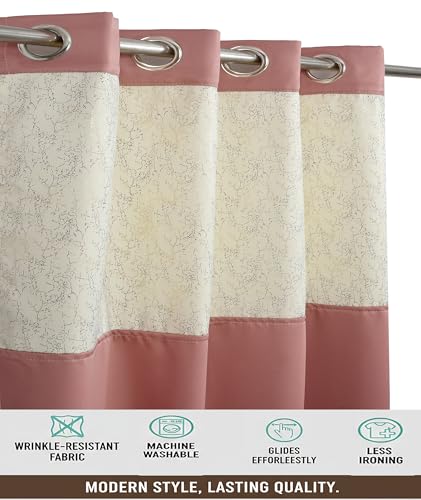 Image of IVAZA Dual-Tone Design 100% Complete Blackout Curtains - Room Darkening Curtain for Long Door -, Heavy Blackout, Thermal Insulation Curtains,Black Out Curtains 10 feet Long Set of 2 Peach