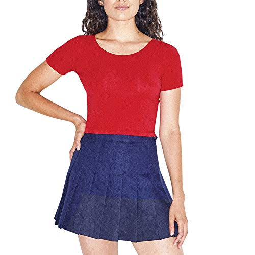 American Apparel Women's Cotton Spandex Jersey Short Sleeve Crop T-Shirt, Red, Medium
