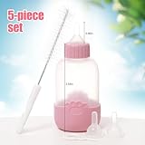 GmwyCzV Haustier Futterflasche,100 ml Futterspender mit Klarer Skala,Weiche Silikon Haustier Milchflasche,Universelle Pfotenmuster Haustier Stillflasche für Neugeborene Kätzchen,Welpen (Rosa)