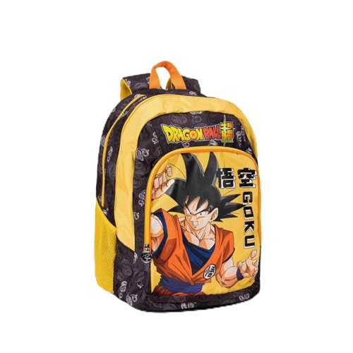 DRAGON BALL SUPER - Zaino Scuola Ufficiale Dragon Ball, con 2 Ampi Scomparti, Tasca Frontale, 2 Tasche Laterali in Rete, Spallacci Imbottiti, Retro e Fondo Termoformati, Chiusure a Zip, 32x43Hx23cm