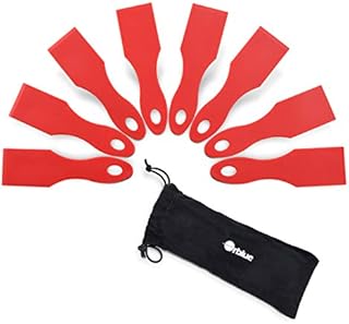 Orblue Raclette Spatula Set of 8 with Storage Pouch | Cheese Melter Table Grill Spatulas | Heat-Resistant Nylon | Non-Stick and Dishwasher Safe | Festive-Colored Raclette Party Accessories (Red)