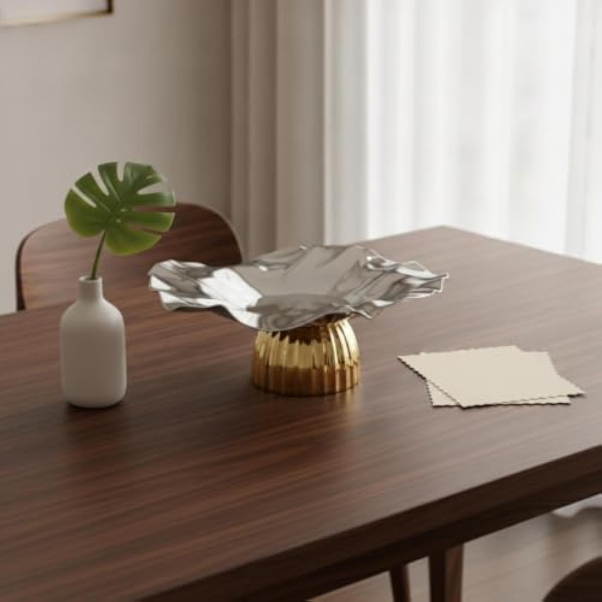 Wavy Decorative Tray with Pedestal Base, Elegant Gift