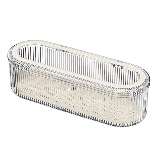 VALINK Caja de belleza de gran capacidad, organizador de brochas de maquillaje, organizador de esponjas de maquillaje transparente, 27 x 9 x 8 cm