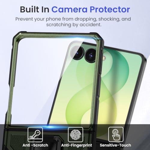 Image of VEGO Case for Samsung Galaxy Z Flip 8 Built-in Screen Protector & Stand | Military-Grade Shockproof Hinge Protection Anti-Scratch Anti-Drop Protective Phone Case for Galaxy Flip 8 2026, Green