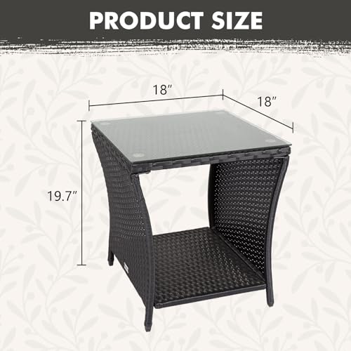 image for Kinsunny Square Patio Coffee Bistro Table PE Rattan Wicker Side Table 