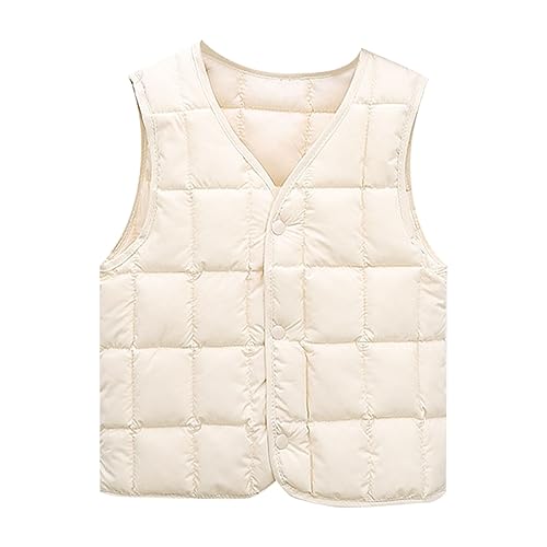 Girls Solid Color Bodywarmer Puffer Vest Kids Lightweight Sleeveless Button Soft Comfort Trendy Fall Winter Tops