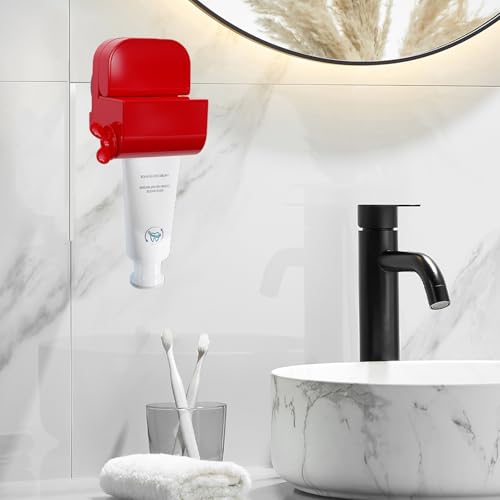Exprimidor de pasta de dientes manual para pared en color crema 7