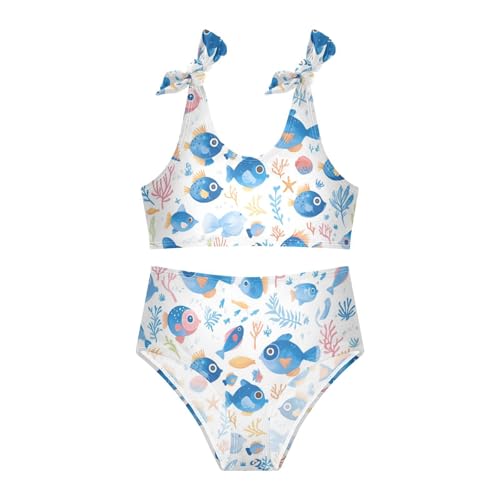 KLL Puffer Hawaiian Fish and Seaweed Girls' 2 Pieces Bikini Sets Beach Swimsuits Swimwear Adjustable Strap3