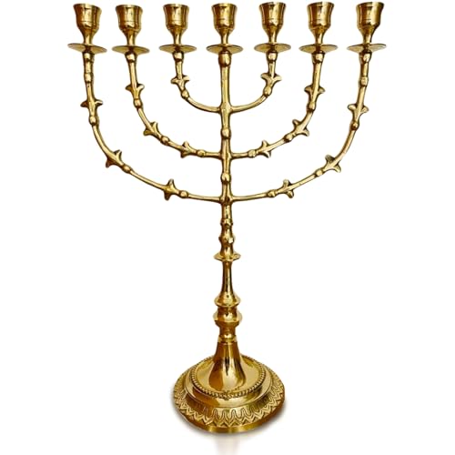 Salomons Menorah Brass, 7450, Iconic Design, high 16",7 Branches, Menorah Candles, Menorah from Israel, by SALOMONS MENORAH - Used condition - US$138.58