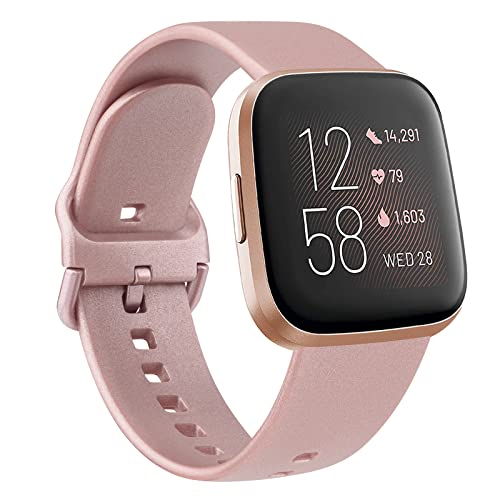YLK Cinturino per Fitbit Versa 2/Fitbit Versa/Fitbit Versa Lite, Cinturino Silicone di Morbido Traspirante per Donna e Uomo (Oro rosa1)