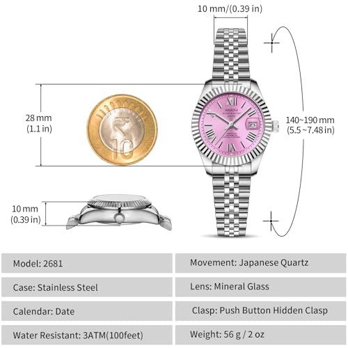 Image of NIBOSI Watches for Woman Analog Quartz Stainless Steel Diamond Rose Gold Green Small Dial Women Watches Classic Wrist Watch Date Waterproof