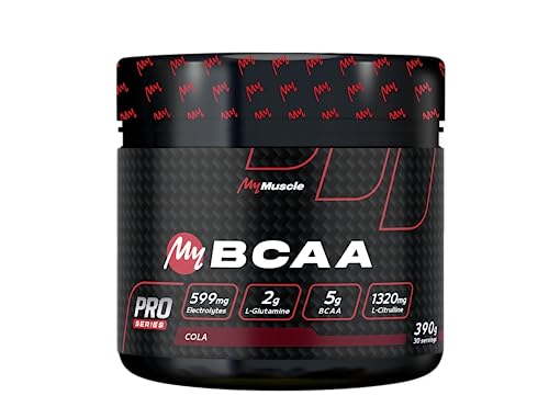MyMUSCLE - My BCAA - Acides Aminés BCAA en Poudre Label Kyowa Quality® + L-Glutamine + L-Citrulline + Electrolytes - Cola 390g - 30 Portions