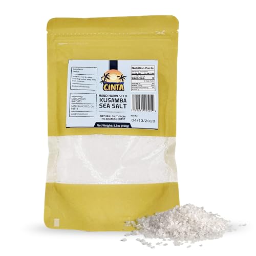 Cinta - Balinese Kusamba Sea Salt, Hand-Harvested Sea Salt from Bali, All-Natural Small Crystal Sea Salt With No Additives or Refining, Natural Salt for Cooking, Snacks, and More, 5.3 oz