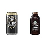 Starbucks Nitro Cold Brew, Vanilla Sweet Cream 9.6 Fl oz Can (8 Pack) & Cold Brew Coffee, Black...