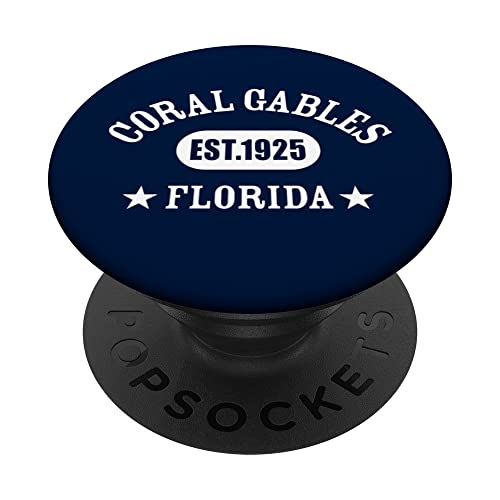 CORAL GABLES FL Classic Athletic Design PopSockets Swappable PopGrip, Black